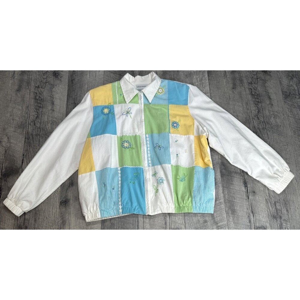 Vintage Alfred Dunner Jacket Womens 14P Pastel Patchwork Pockets Grandmacore 90s